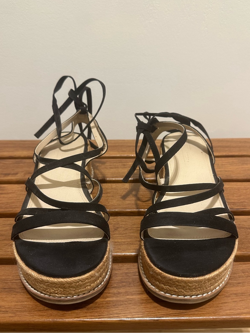 Nasty Gal Black Strappy Espadrille Wedge Sandals